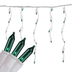 Set Of 100 Green Icicle Christmas Lights - 7.8 Ft White Wire -Christmas Decoration Store brightstar 36 704 77 3 62552.1667575741