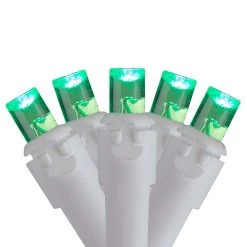 70 Green LED Wide Angle Icicle Christmas Lights - 5.25 Ft White Wire