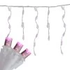 Set Of 70 Pink LED Wide Angle Icicle Christmas Lights - 6ft White Wire