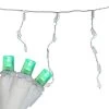 Set Of 70 Green LED Wide Angle Icicle Christmas Lights - 6ft White Wire
