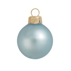 12ct Baby Blue Matte Glass Christmas Ball Ornaments 2.75" (70mm)