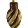 11" Chocolate Brown And Gold Striped Shatterproof Light Bulb Christmas Ornament (Pack Of 3)