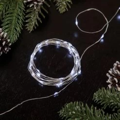 100 Pure White LED Micro Fairy Lights - 16.25 Ft Copper Wire
