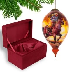 6” Brown And Yellow Riding Horse Cowgirl Hand Painted Mouth Blown Glass Hanging Christmas Ornament -Christmas Decoration Store dacf 1710402 4 21255.1667620406