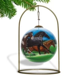 4” Black And Brown Horse Power Hand Painted Mouth Blown Glass Hanging Christmas Ornament -Christmas Decoration Store dacf 1710501 3 50724.1667620407