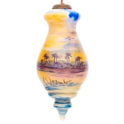 5” Blue And Yellow Sailing Boat Hand Painted Spire Shaped Mouth Blown Glass Hanging Christmas Ornament -Christmas Decoration Store dacf 1812005 5 77836.1667621012