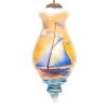 5” Blue And Yellow Sailing Boat Hand Painted Spire Shaped Mouth Blown Glass Hanging Christmas Ornament -Christmas Decoration Store dacf 1812005 56940.1667621010