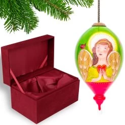6" Peace And Joy Be With You Christmas Finial Shaped Glass Hanging Ornament -Christmas Decoration Store dacf 1812017 4 82160.1667620477