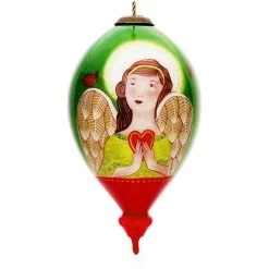 6" Peace And Joy Be With You Christmas Finial Shaped Glass Hanging Ornament
