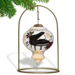 3.75" White And Black Christmas Piano Glass Ornament -Christmas Decoration Store dacf 1911074 4 28285.1667620509