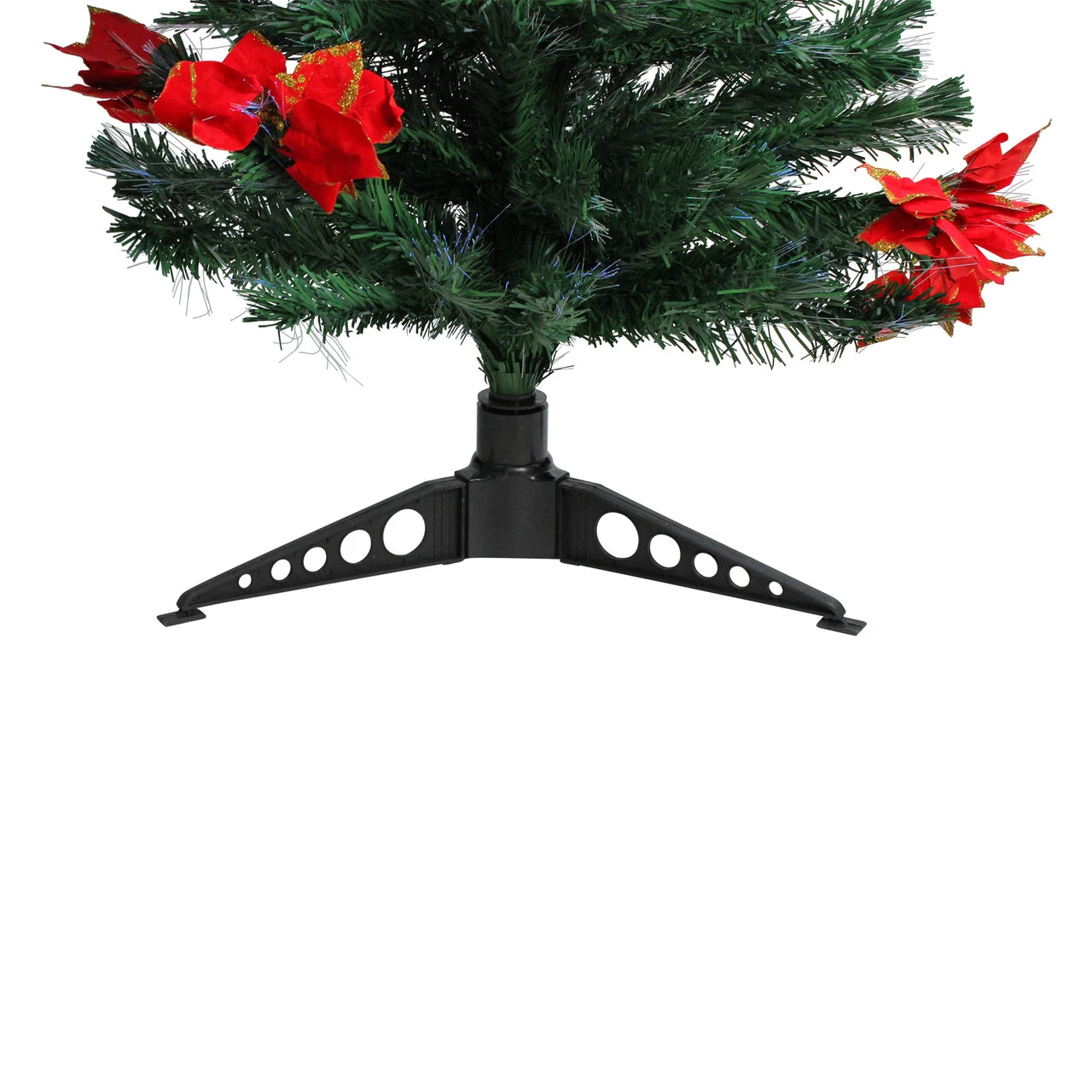 5' Pre-Lit Medium Fiber Optic Artificial Christmas Tree With Red Poinsettias - Multicolor Lights 6 5' Pre-Lit Medium Fiber Optic Artificial Christmas Tree With Red Poinsettias - Multicolor Lights - Image 4