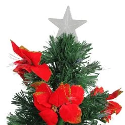 3' Pre-Lit Medium Fiber Optic Red Poinsettias Artificial Christmas Tree - Multicolor Lights -Christmas Decoration Store dak gd 47090 2 74885.1667662793