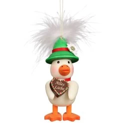 4" White, Orange, And Green Bavarian Ducky Collectible Christian Ulbricht Ornament