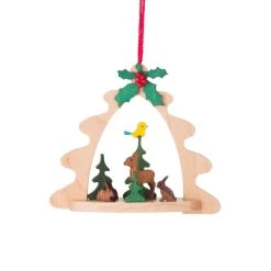 3" Beige, Brown, And Green Handcrafted Arch Deer With Bunnies Dregeno Ornament