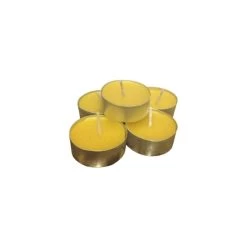 Pack Of 50 Yellow And Silver Organic Handmade Tealight Tin Cup Candles