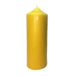 Set Of 3 Golden Yellow Organic Beeswax Pillar Candles 7.25"