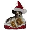 4" White And Red Dog With Santa Hat Figurine Christmas Ornament