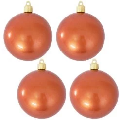 4ct Candy Copper Red Shiny Finish Shatterproof Christmas Ball Ornaments 4" (100mm)