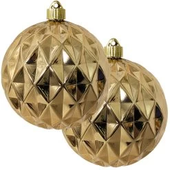 2ct Gilded Gold Shatterproof Christmas Diamond Ball Ornament6" (150mm)