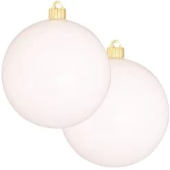 2ct White Shatterproof Christmas Ball Ornaments 6" (150mm)