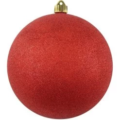 Red Shatterproof Glitter Christmas Ball Ornament 8" (200mm)