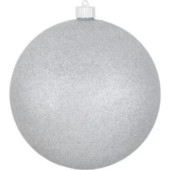 Silver Shatterproof Glitter Christmas Ball Ornament 8" (200mm)