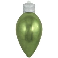 12" Limeade Green And Silver Shatterproof Shiny C9 Light Bulb Christmas Ornament