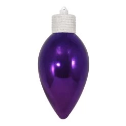 12" Vivacious Purple And Silver Shatterproof Shiny C9 Light Bulb Christmas Ornament