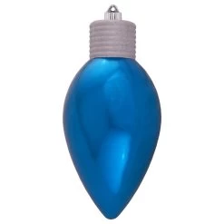 12" Balmy Seas Blue And Silver Shatterproof Shiny C9 Light Bulb Christmas Ornament