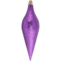 Purple Long Drop Shatterproof Glitter Christmas Ornament 12.5" (320mm)
