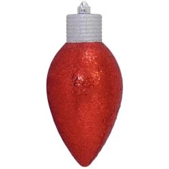 12" Red And Silver Shatterproof Glitter C9 Light Bulb Christmas Ornament