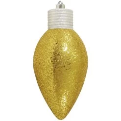 12" Gold And Silver Shatterproof Glitter C9 Light Bulb Christmas Ornament
