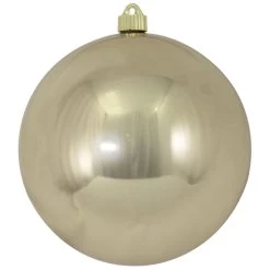 Shiny Champagne Silver Shatterproof Christmas Ball Ornament 8" (200mm)