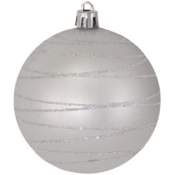4ct Dove Gray And Silver Tangles Shatterproof Matte Christmas Ball Ornaments 3.25" (80mm)