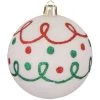 4ct Snowball White Loops And Dots Shatterproof Glitter Christmas Ball Ornaments 3.25" (80mm) -Christmas Decoration Store dcki kbx84123 4 1 76528.1667561550