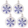 4ct Blue And White Leafy Flake Shatterproof Christmas Ball Ornament 3" (80mm)