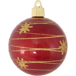4ct Candy Red Tangles And Flakes Shatterproof Shiny Christmas Ball Ornaments 3.25" (80mm)