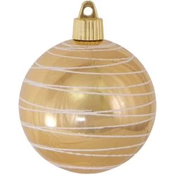 4ct Gold And White Tangles Shatterproof Shiny Christmas Ball Ornaments 3.25" (80mm)