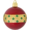 4ct Candy Red And Gold Dotted Band Shatterproof Shiny Christmas Ball Ornaments 3.25" (80mm)