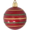 4ct Candy Red And Gold Striped Shatterproof Shiny Christmas Ball Ornaments 3.25" (80mm)