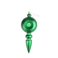 4ct Green Retro Reflector Shatterproof Matte Christmas Finial Ornaments 7.5"