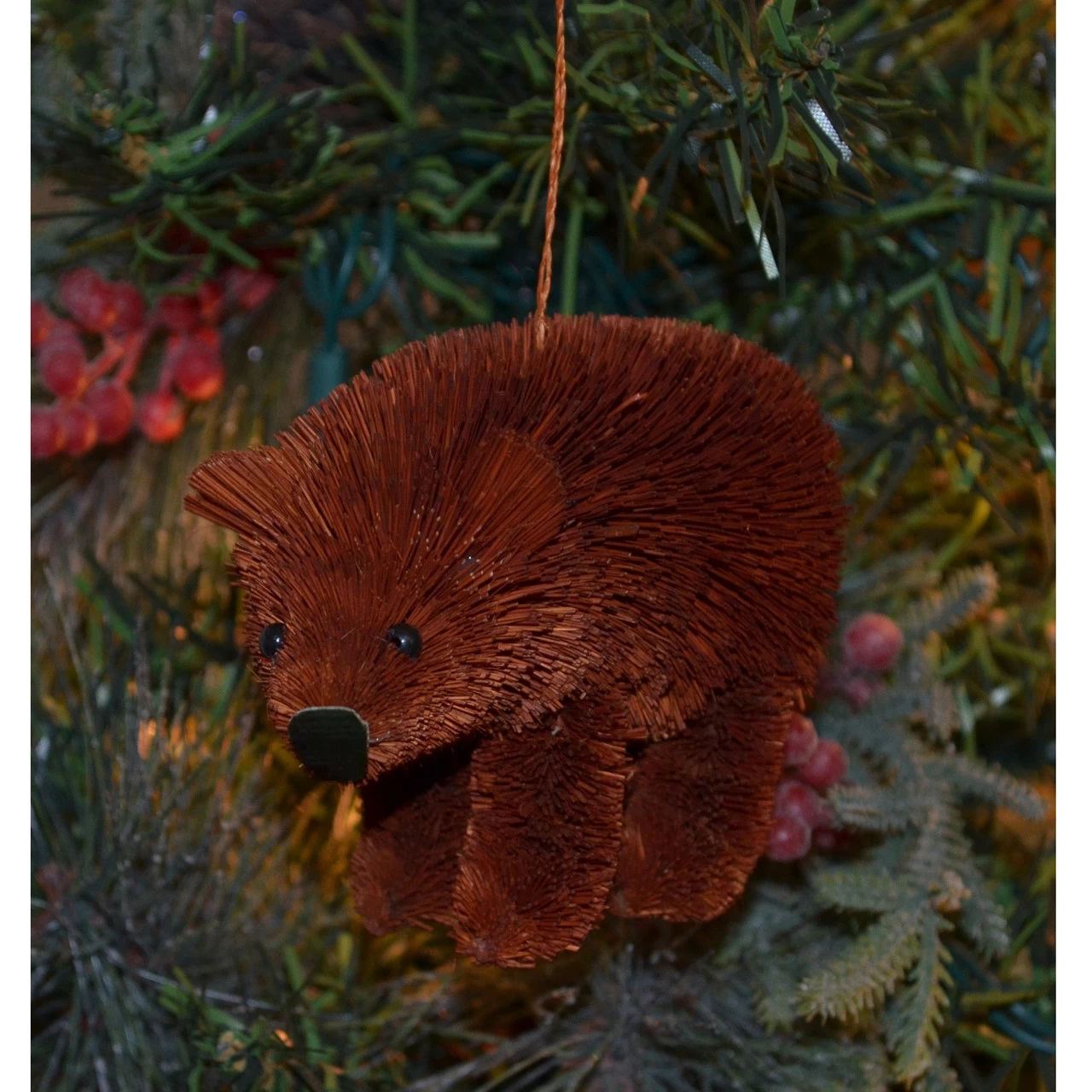 3.75” Brown Whimsical Bristle Brush Handcrafted Bear Hanging Ornament 4 3.75” Brown Whimsical Bristle Brush Handcrafted Bear Hanging Ornament - Image 2