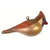 5” Bronze And Red Female Cardinal Hand Blown Glass Hanging Figurine Ornament