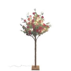 82.5' Pre-Lit Large Red Rose Artificial Tree, Warm White LED Lights