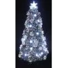 72" White And Red Fiber Optic Snow Artificial Christmas Tree With Cones And Berries