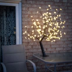 47.25" White And Black Outdoor Cherry Blossom Tree With Floral Lights -Christmas Decoration Store dhine 39049 ww 5 04333.1667621680