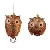 8ct Amber Diamond Cut Owl Ornaments 4.5"