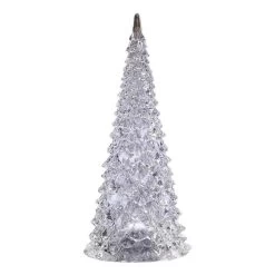 Set Of 2 Clear LED Lighted Christmas Decorative Pine Trees 12”