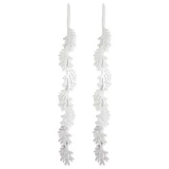 Set Of 2 White Hanging Foam Garland Leaves 51"