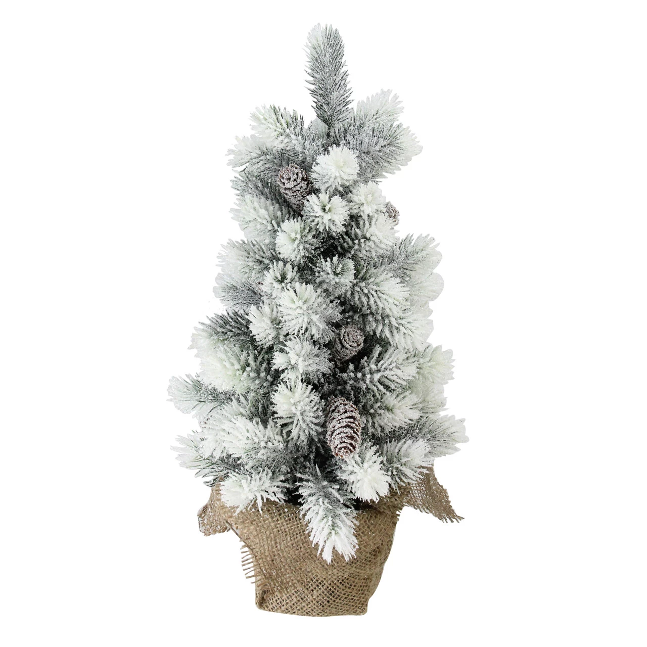 19" Potted Slim Flocked Mini Pine Artificial Christmas Tree In Burlap Base - Unlit 3 19" Potted Slim Flocked Mini Pine Artificial Christmas Tree In Burlap Base - Unlit